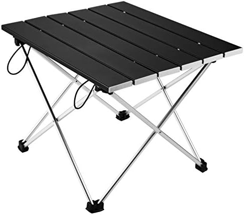 Vockvic Camping Folding Portable Table, Lightweight Aluminum Foldable Small Compact Roll Up Table with Carry Bag, Easy to Carry and Setup, Fit for Picnic, BBQ, Beach, Fishing, Indoor and Outdoor
