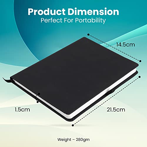 Image of Cubic Classic A5 Journal - A5 Size, 160 Pages, 80 gsm | PU Leather Hardbound Notebook with Pen Loop | Black Diary for Writing, Planning, Travel & Office