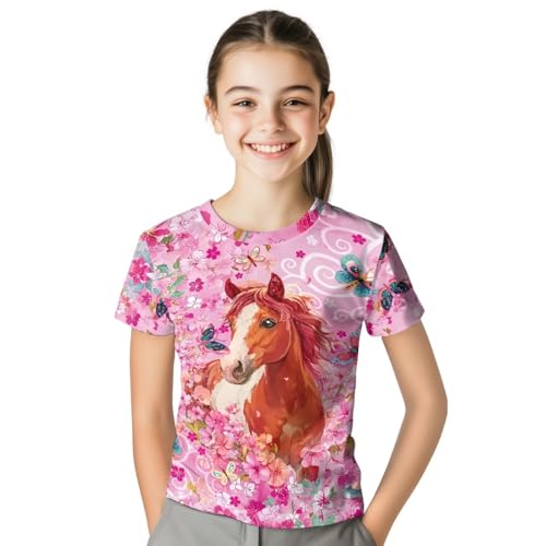 Image of WELLFLYHOM Kids Tshirts Girls Boys Short Sleeve Crewneck Tees Shirts Casual Sport Pullover Tops Size 3-16 Years
