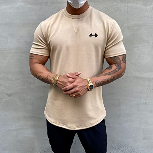 Men's Muscle Fit Longline Bodybuilding Workout Casual Fashion Short Sleeve T-Shirt2