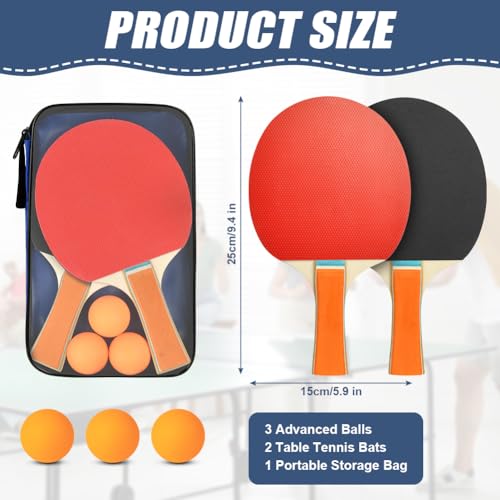 Flintronic Tischtennis Set, Tischtennisschläger, 2 Tischtennisschläger + 3 Tischtennisbälle, Ping Pong Set… – Ansicht 2