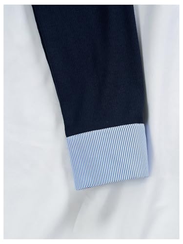 MakeMeChic Women's Striped Print Long Sleeve Shirt Button Down Collar Neck Blouse Tops4