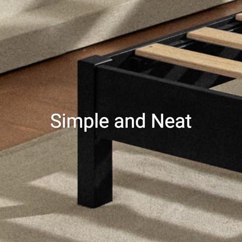 Image of LIFEMENT Full Bed Frame Signature Wood Platform, Noise Free, Under Bed Storage, No Box Spring Needed, Easy Assembly, Black