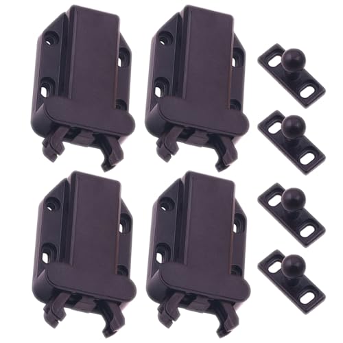 ABOOFAN Loquet de Porte à Ressort Automatique 4pcs pour Placard et Tiroir en Abs Marron, Facile à Utiliser Ouverture Automatique pour Meuble Intérieur
