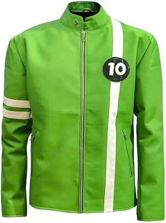 Trifoliate Ben Alien Adult Green Jacket - Superhero Faux Leather Costume Tennyson Jackets For Men