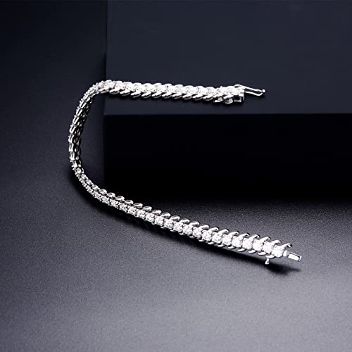 Lane Woods Moissanite Tennis Bracelet: D Color Vvs1 Round Cut 3.5Mm In 3-5Mls Real White Gold Plated With 925 Sterling Silver Lab Created Synthetic Diamond Bracelets - Very Shiny #TOP5