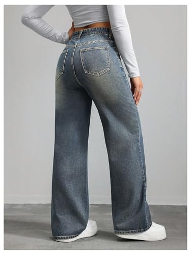 SOLY HUX Women's Retro Straight Leg Jeans High Waisted Y2K Baggy Boyfriend Denim Pants Streetwear3