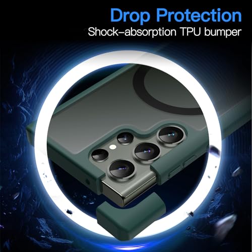 Image of JETech Magnetic Case for Samsung Galaxy S23 Ultra, Midnight Green | Cover Compatible with MagSafe, Translucent Matte Back, Shockproof Protection