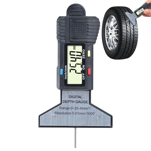 Rodadura profunda del neumático, medidor de profundidad de la banda de rodadura de neumáticos | Herramienta de medidor de profundidad de neumáticos - LCD Display Wear Checker con conversión de pulgada