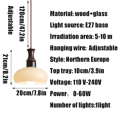 Suspension de style rétro nordique en verre avec douille unique E27 - 8