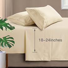 Manyshofu Extra Deep Pocket King Size Sheets - Hotel Luxury 1800 Thread Count Sheets & Pillowcases - Microfiber Bed Set up to 24" Mattress - Light Beige Bed Sheets 18-24 Inch Deep Pockets - 4 Piece