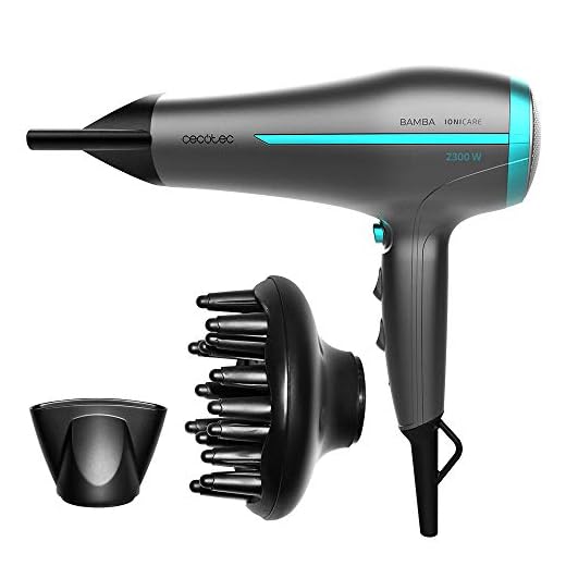 Cecotec Secador de Pelo Iónico Bamba IoniCare 5200 Aura Black. 2300W, Concentrador y Difusor, Cabello Sin Encrespamiento, Motor DC, Ion Real, Gran Caudal de Aire, 2 Velocidades y 3 Temperaturas