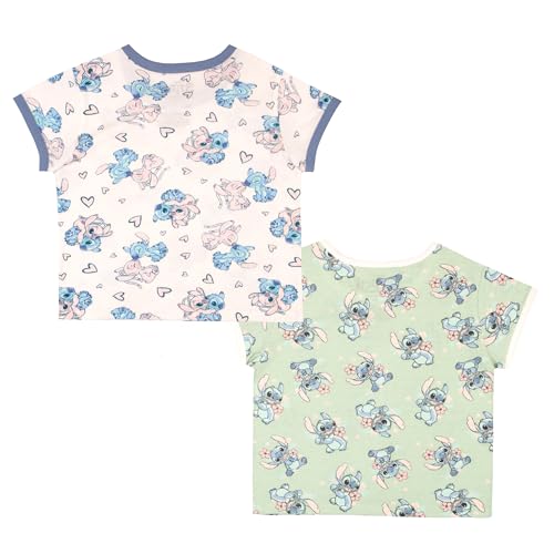 Disney Lilo and Stitch Girls Graphic Tees Short Sleeve T Shirts Lilo & Stitch All Over Print T Shirt 2 Pack Girls Tops2