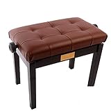 Leather Piano Bench Piano Stools 1 Person Wooden Thickened Piano Bench Height Adjustable Padded Piano Bench,Electronic Piano Stool Black Piano Stool/Black A(Brown A)