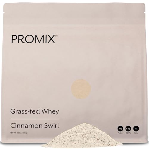Image of Promix Whey Protein Powder, Cinnamon Swirl - 2.5lb Bulk - Grass-Fed & 100% All Natural - Post Workout Fitness & Nutrition Shakes, Smoothies, Baking & Cooking Recipes - Gluten-Free & Keto-Friendly