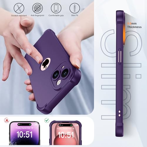 Image of ORETECH 3 in 1 for iPhone 15 Case with 2 x 9H Screen Protector,Purple