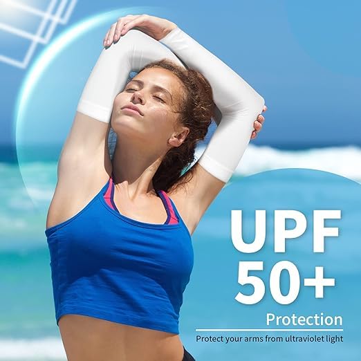 Image of Arm Sleeves For Men & Women UV Sun Protection,Cool Arm Hand Cover Unisex For Bike ride,Golf,cricket,cycling,yoga,gym Sports (2 PAIR- BALCK & WHITE)