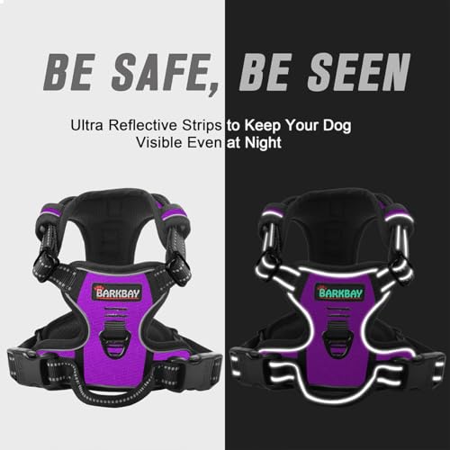 BARKBAY No Pull Dog Harness Front Clip Heavy Duty Reflective Easy Control Handle for Large Dog Walking(Purple,XS) by BARKBAY - Image 5