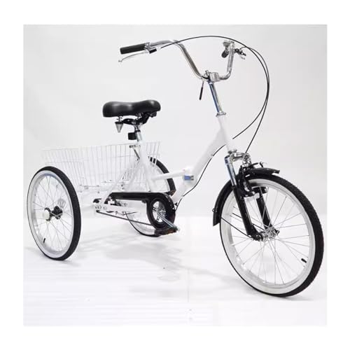 Triciclo, Triciclo Plegable for Adultos, Triciclo de Crucero 3 Ruedas, 20 Pulgadas con cómodo sillín Cuero, Carga for Deportes al Aire Libre y Compras