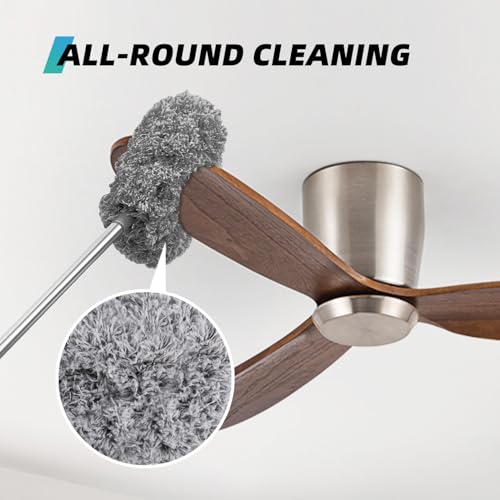 Image of DRQ Ceiling Fan Cleaner Duster, 2 Pack Reusable Microfiber Duster with Extension Pole, 13 to 48 Inch Fan Blade Cleaner, Removable Dusters for Cleaning Walls Bookshelves Door Window Top (Grey)