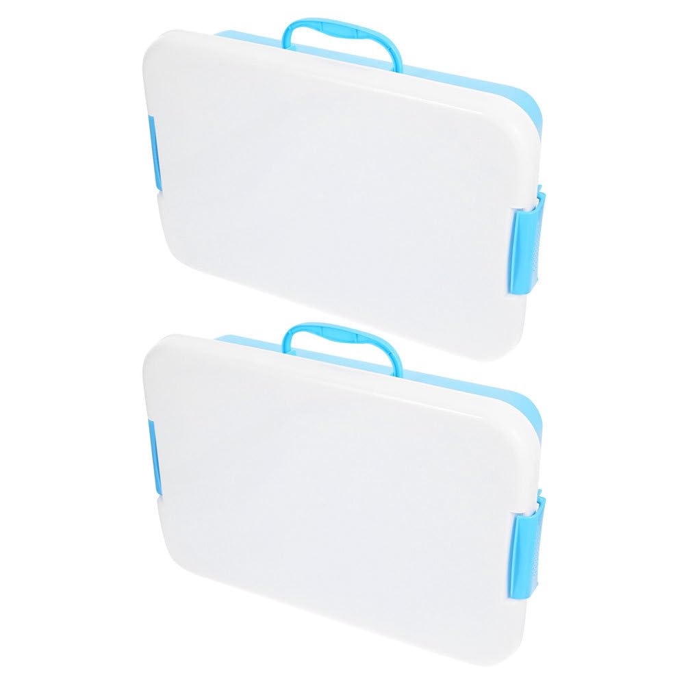 Toyvian Portable Sand Tray with Lid 2pcs Sandbox Sensory Bin Sensory Tray Fill with Water, Sand, Plastic Sand Box with Handle for Indoor Outdoor Sensory Activities Play Blue