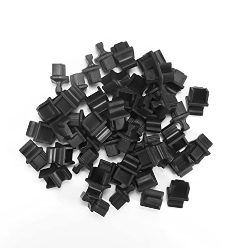 Paquete de 50 tapones antipolvo RJ45 para puerto Ethernet, protector de puerto de interruptor de red para fibra óptica de cobre RJ45 hembra, material de silicona negra/TPE
