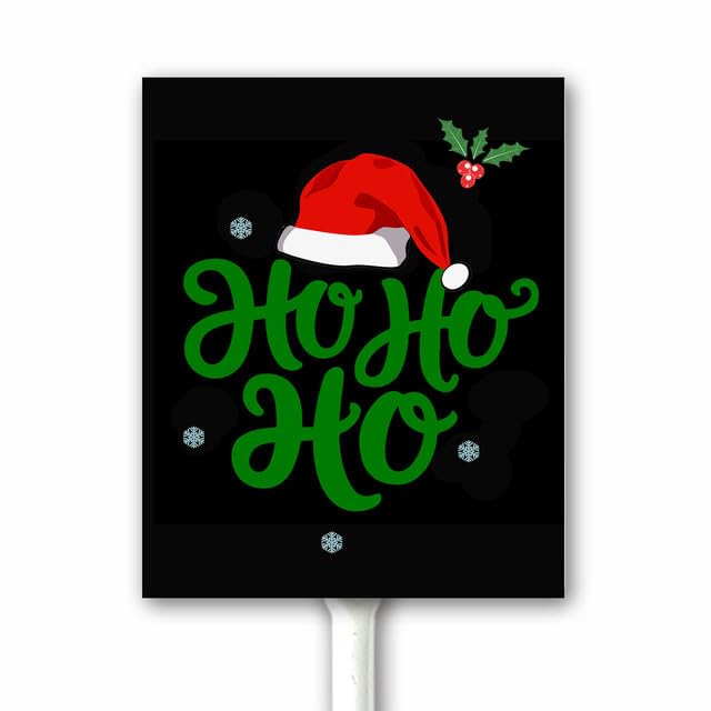 Outdoor Christmas Decorations Ho Ho Ho Christmas Yard Sign with Stand 20x30cm Christmas Garden Decor Lawn Sign Sturdy Aluminum Rust Proof Easy Install