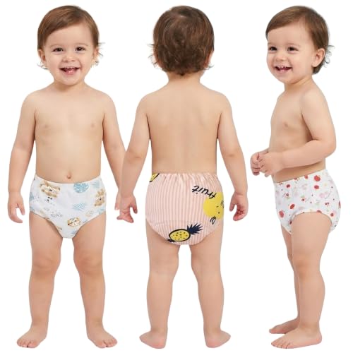 Image of Bembika Baby Training Pant Soft Cotton Reusable Potty Training Pants For Kids Leak-Resistant, Padded Underwear For Babies To Support Diaper Free Transition (L Size For 18-24 Months Pack Of 3)