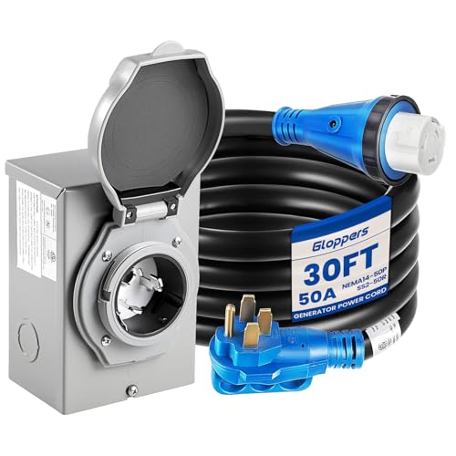50 Amp Generator Cord with Inlet Box 30 ft