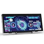 12.3 Inch IPS Stretched Bar LCD Travel Display 1920*720 Secondary Monitor, HDMI USBC, Mini Portable Monitor Metal Material for Laptop Computer Windows Aida64 GPU CPU RAM Monitoring,Built-in Speaker