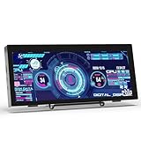 12.3 Inch IPS Stretched Bar LCD Travel Display 1920 * 720 Secondary Monitor, HDMI USBC, Mini Portable Monitor Metal Material for Laptop Computer Windows Aida64 GPU CPU RAM Monitoring,Built-in Speaker