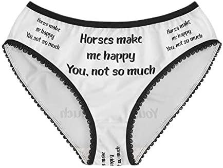 Horses Make Me Happy Panties, Horses Make Me Happy Underwear, Briefs, Cotton Briefs, Funny Underwear, Panties For Women
