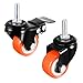 uxcell 1.5 Inch Swivel Caster Wheels PU 360 Degree Threaded Stem Caster Wheel M8×1.25mm×25mm, 110lb Total Load Capacity, Pack of 4 (2 Pcs with Brake, 2 Pcs No Brake)