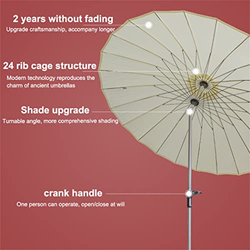 8 Ft Outdoor Aluminum Patio Umbrella,Windproof Sunshade Shelter,Outdoor Table Market Umbrella With Push Button Tilt/Crank, For Beach, Sand, Patio, Yard,24 Ribs,Khaki #TOP4