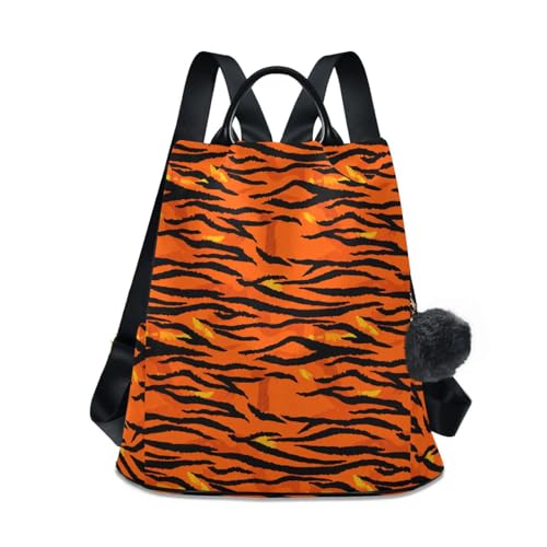 Sac à dos femme tigre orange et noir antivol pour voyage et loisirs