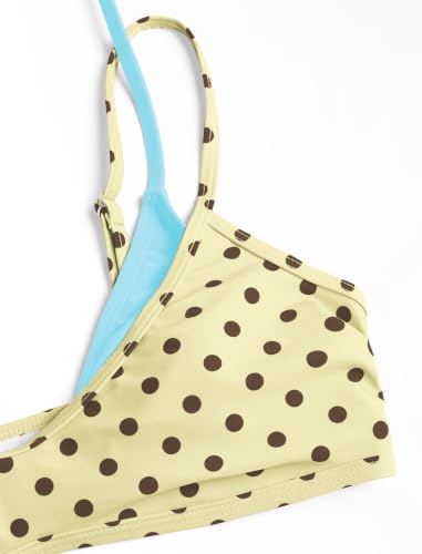 Image of ZAFUL Women's Polka Dot Bikini Set Double Layer Halter Swimsuit Colorblock Side Tie 2 Piece Bathing Suit
