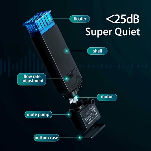 Image of Cube One Surface Skimmer 3W, 300L /Hr. | Copper Coil Pump, Silent Design, Up to 3cm Floating Inlet, 360 Water Intake | Aquawiz India