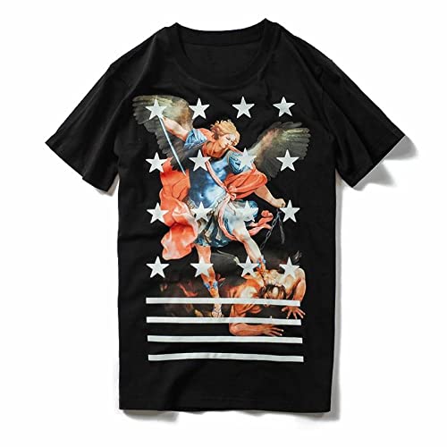 Mens Summer T Shirt Mens Haracter Print T Shirt Men Women Hip Hop Tees Black Cover