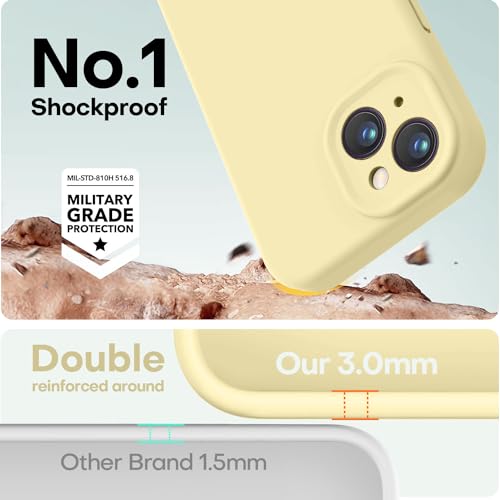 Image of LOVE 3000 Designed for iPhone 14 Case, Premium Silicone with [Soft Anti-Scratch Microfiber Lining] Shockproof Protective Phone Case for Men Women Girls 6.1 inch, Creamy Yellow