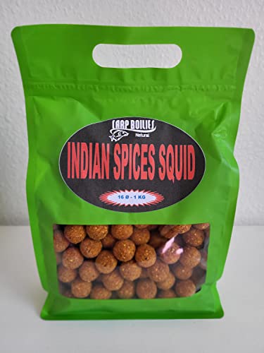 carp boilies natural Bouillettes Indian Spices Squid, Frais de Port Inclus (1, 20 mm) Cover
