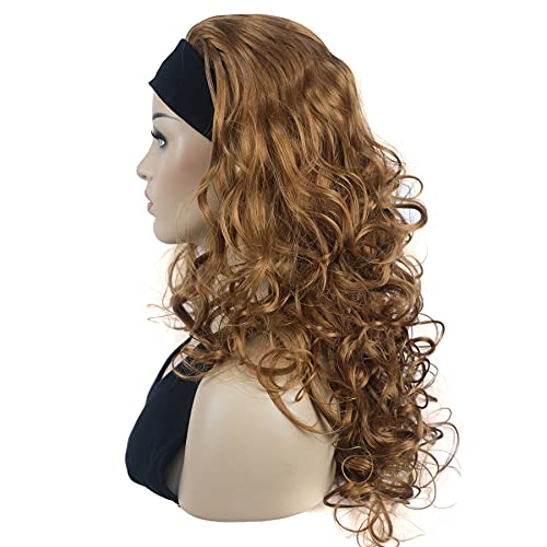 Lydell 22" Long 3/4 Curly Women Wigs Hairpiece Headband Wigs Soft Layered Heat Resisting Fiber Synthetic Hair (27 Strawberry Blonde) #TOP2