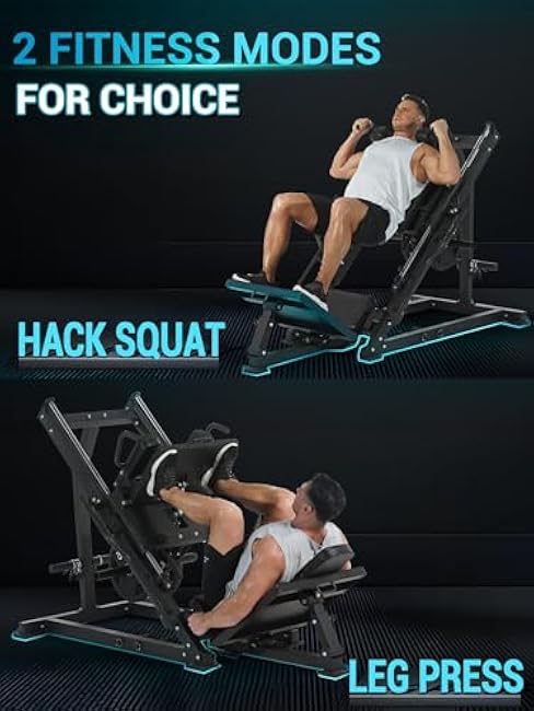 Leg Press Hack Squat Machine for Home Gym Combo, Leg Machine Exercise Equipment with Linear Bearing & Solid Steel Pipe, Lower Body Strength Training