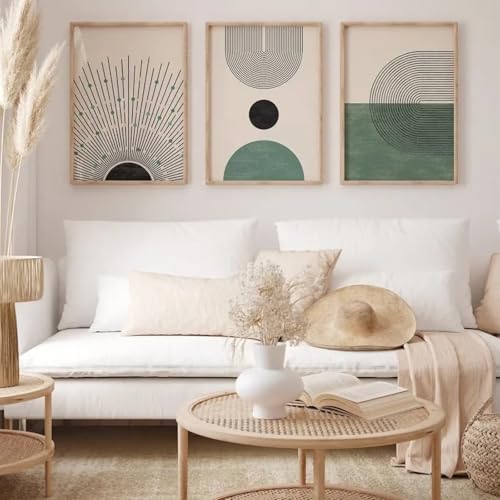Peinture toile abstrait vert Boho 70x100cm affiche murale salon