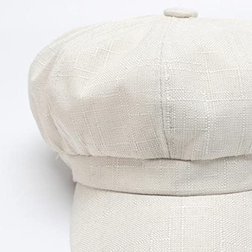 Linen Newsboy Cap Women French Painter Hat Ladies Spring Summer Beret Female Octagonal Cap Baker Boy Hat White #TOP2