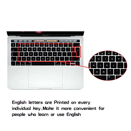 Hrh Touch Bar Silicone Keyboard Cover Compatible For Newest Macbook Pro With Touch Bar 13 Inch And 15 Inch (A2159/A1989/A1706,A1990/A1707) 2019 2018 2016 2017 Release European Version,Black #TOP2