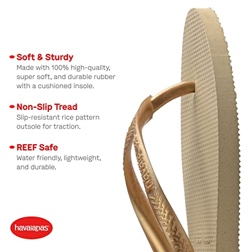 Havaianas Kid's Slim Flip Flop Sandal, Sand Grey/Light Golden, 3/4 M Us Little Kid #TOP1
