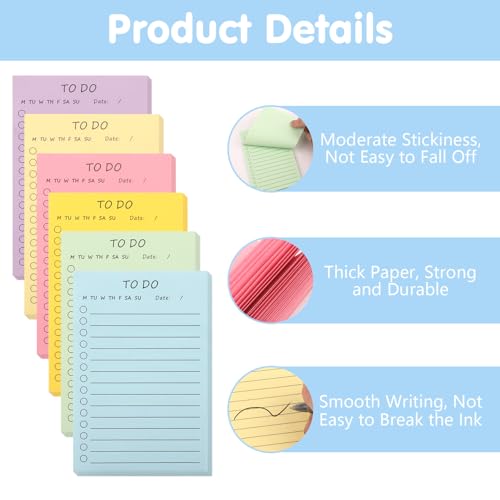 Haftnotizen, 300 Blätter Sticky Notes, 15 X 10cm To Do Listen Block, Haftnotizen Klebezettel, Seitenmarker, Page Marker, Linierte Notizzettel Klebend für Planer Erinnerung Schreibwaren Büro Schule