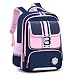 Tanou Schulrucksack Mädchen 1-5 Klasse, Ergonomischer Rucksack Kinder Schulranzen Grundschule, Wasserdicht Schultasche für Mädchen 7-12 Jahre mit Reflektierend, Marineblau-Rosa
