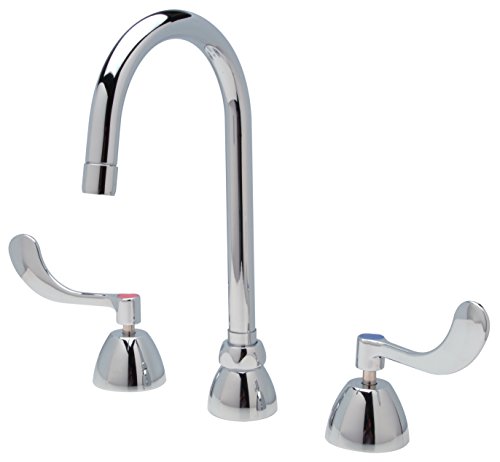 Zurn Z831B4-XL AquaSpec Widespread Gooseneck Faucet, 5 3/8" Spout, 2.2 GPM Pressure-Compensating Aerator, 4" Wrist Blade Handles, Chrome #1