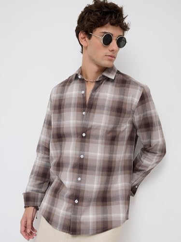 Image of VASTRADO Timeless Cocoa Brown Shadow Checks Shirt
